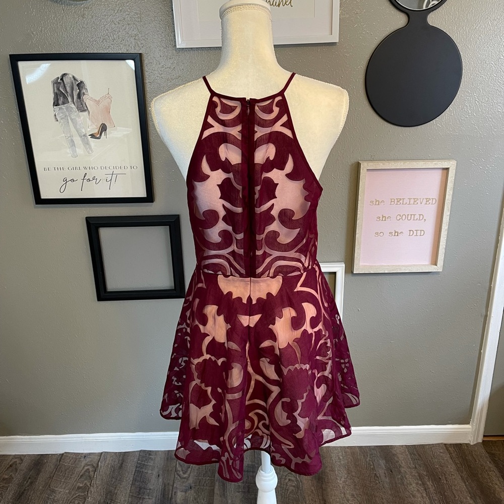 Keepsake Romantic Rebel Burnout Lace Dress L - Picture 4 of 13